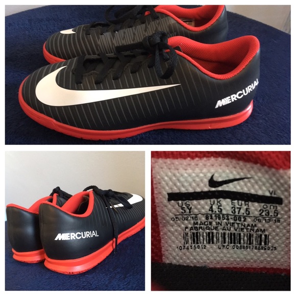 Nike Mercurial VortexIII IC Black/Red/Grey ⚽️sz 5Y - Picture 8 of 8